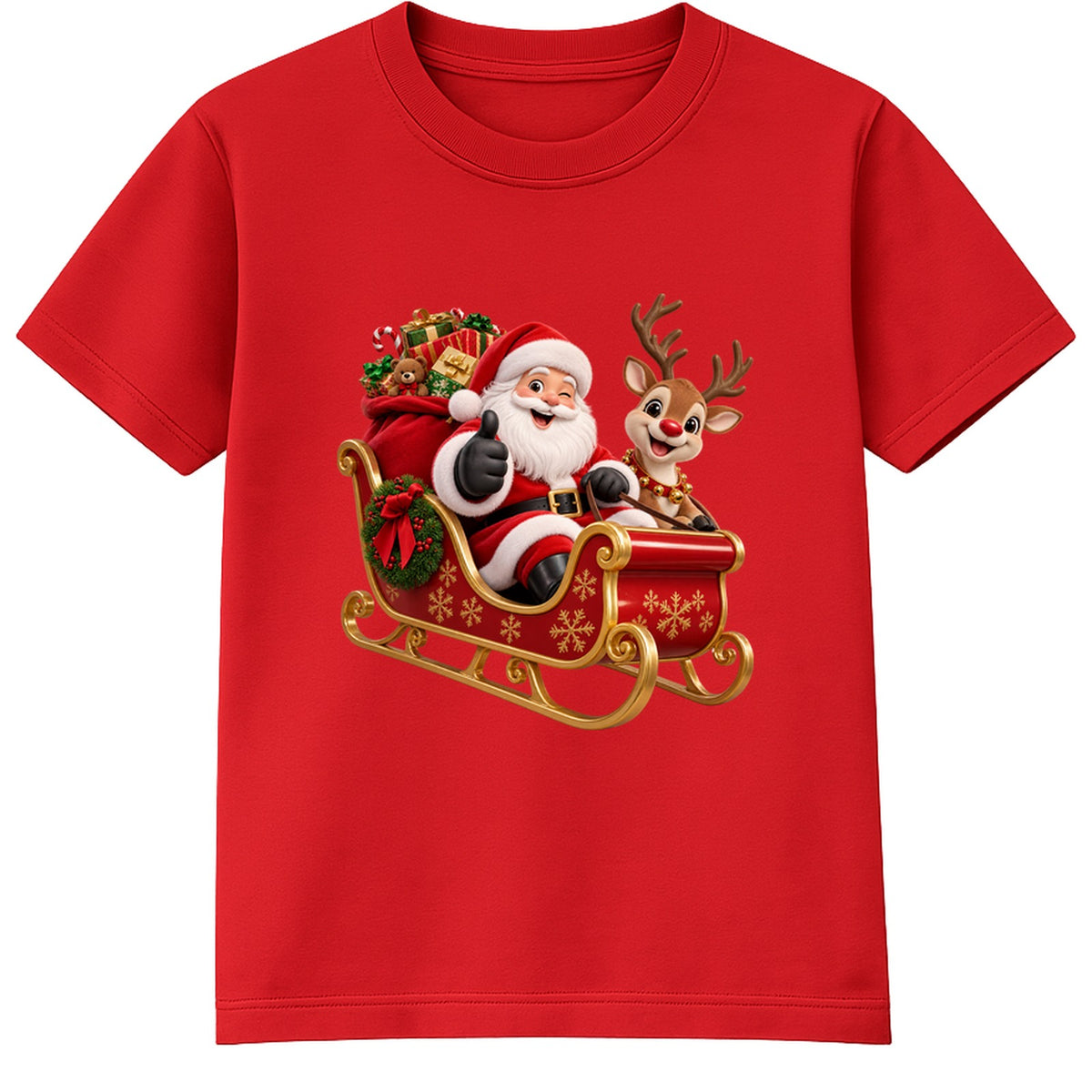 Santa's Sleigh Ride kids Christmas t-shirt - Red