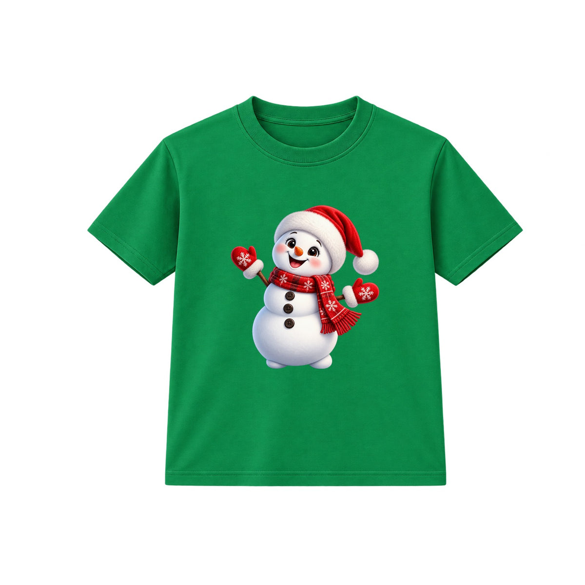 Santa Hat Snowman kids Christmas t-shirt - Green