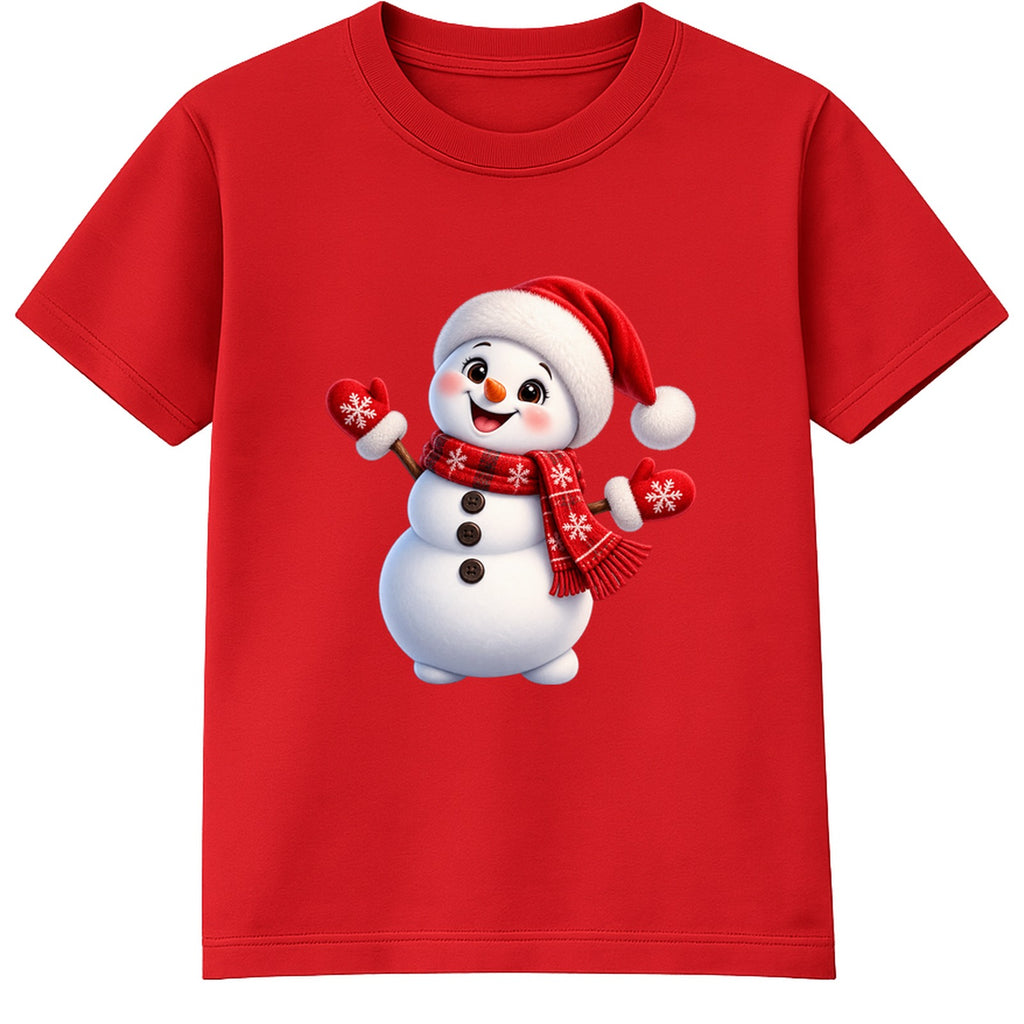 Santa Hat Snowman kids Christmas t-shirt - Red