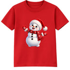 Santa Hat Snowman kids Christmas t-shirt - Red
