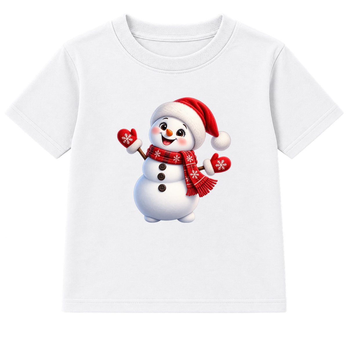 Santa Hat Snowman kids Christmas t-shirt - White