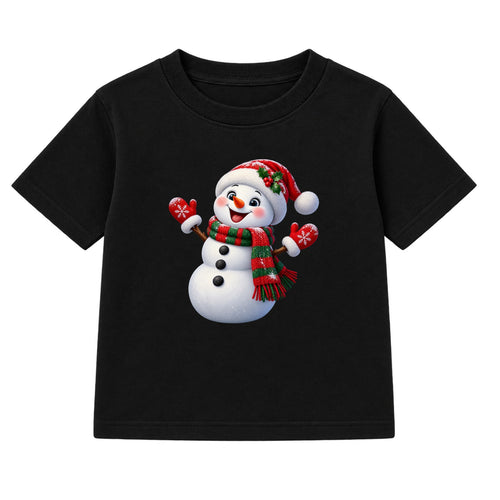 Festive Scarf Snowman kids Christmas t-shirt - Black
