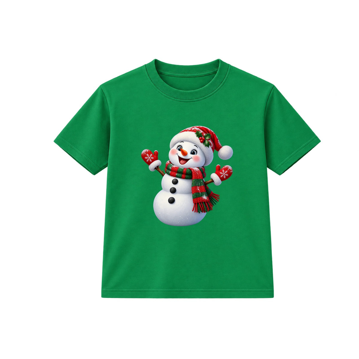 Festive Scarf Snowman kids Christmas t-shirt - Green