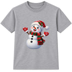 Festive Scarf Snowman kids Christmas t-shirt - Heather Grey