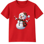 Festive Scarf Snowman kids Christmas t-shirt - Red