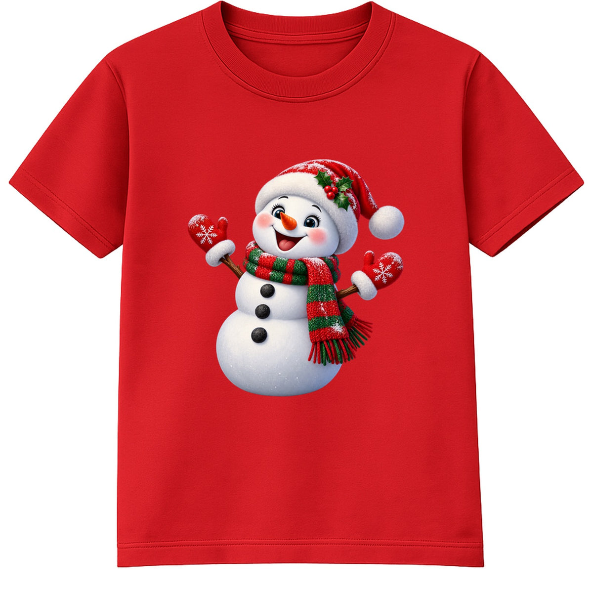 Festive Scarf Snowman kids Christmas t-shirt - Red