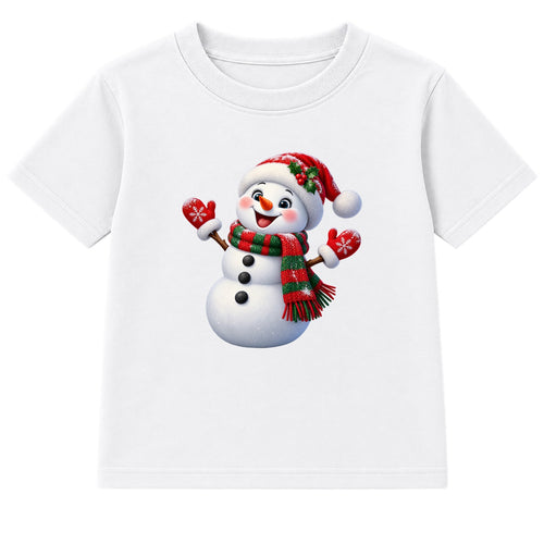 Festive Scarf Snowman kids Christmas t-shirt - White