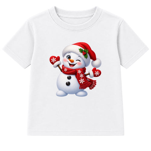 Winking Snowman kids Christmas t-shirt - White
