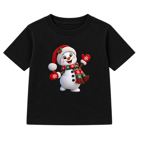 Waving Snowman kids Christmas t-shirt - Black