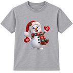 Waving Snowman kids Christmas t-shirt - Heather Grey