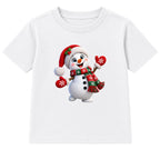 Waving Snowman kids Christmas t-shirt - White