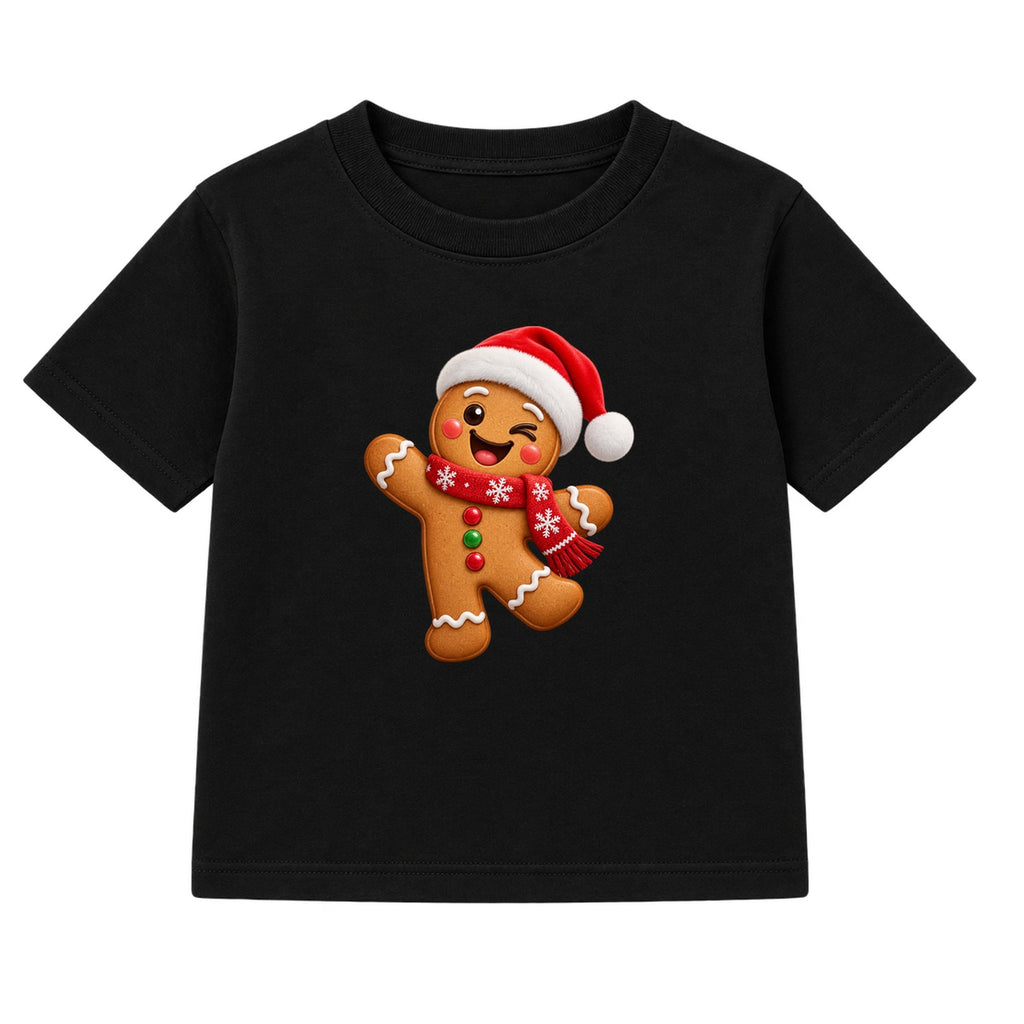 Winking Gingerbread kids Christmas t-shirt - Black