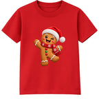 Winking Gingerbread kids Christmas t-shirt - Red