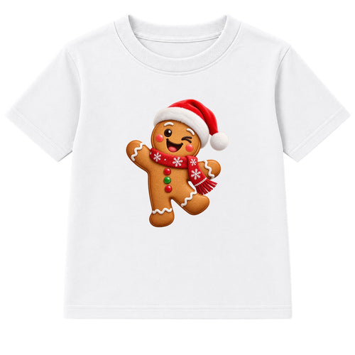 Winking Gingerbread kids Christmas t-shirt - White