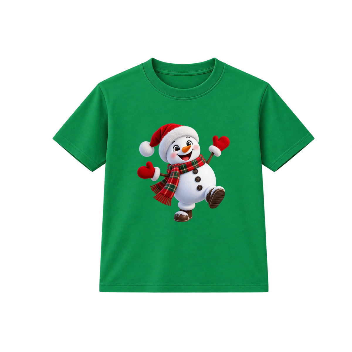 Snow Day Snowman kids Christmas t-shirt - Green