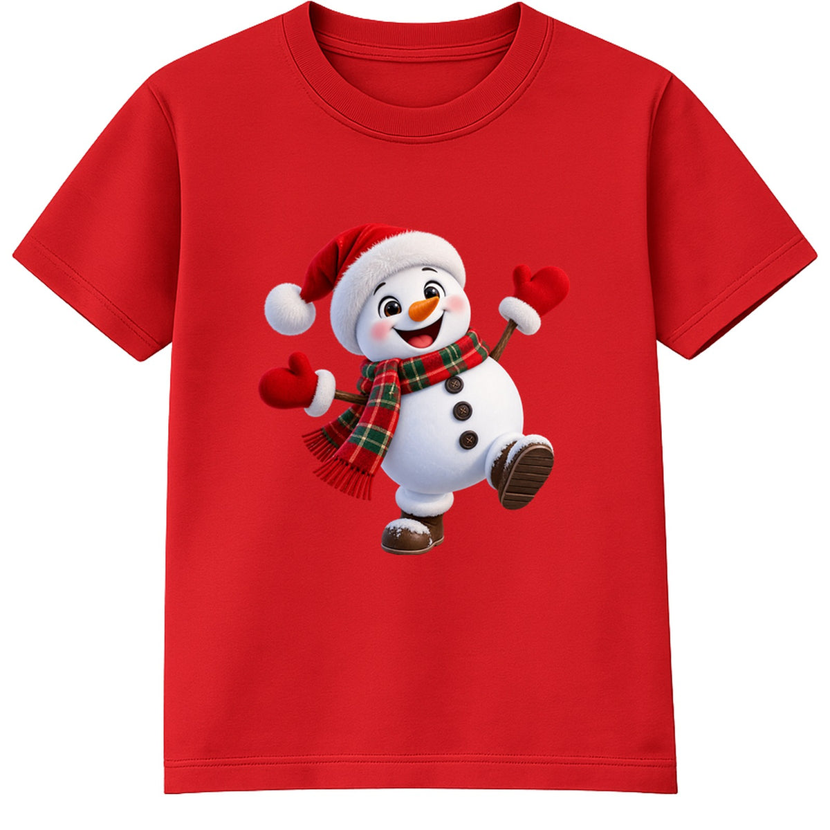 Snow Day Snowman kids Christmas t-shirt - Red