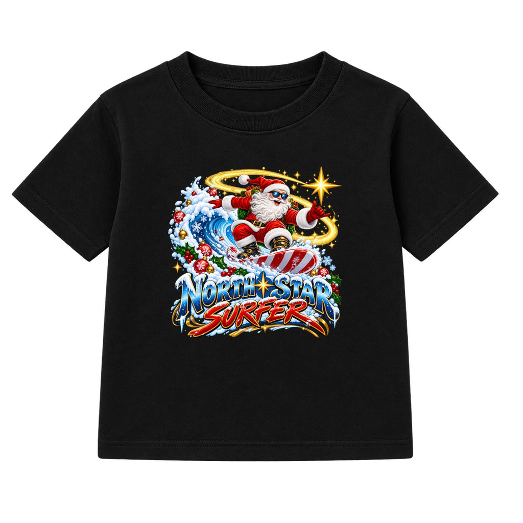 North Star Surfer adult Christmas t-shirt - Black