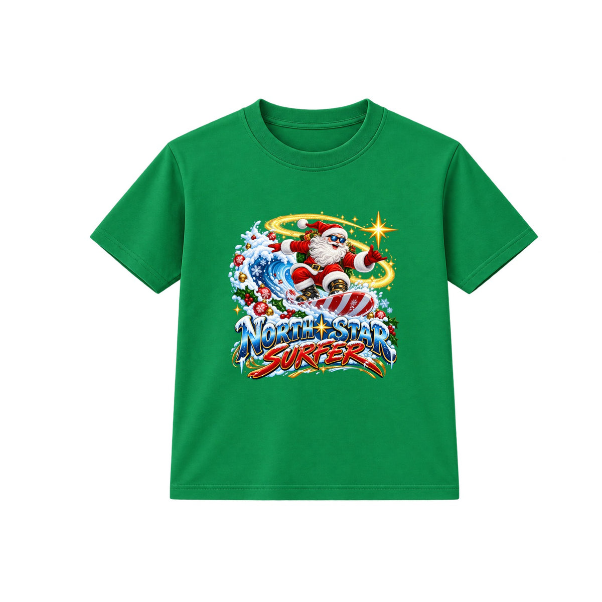 North Star Surfer adult Christmas t-shirt - Green