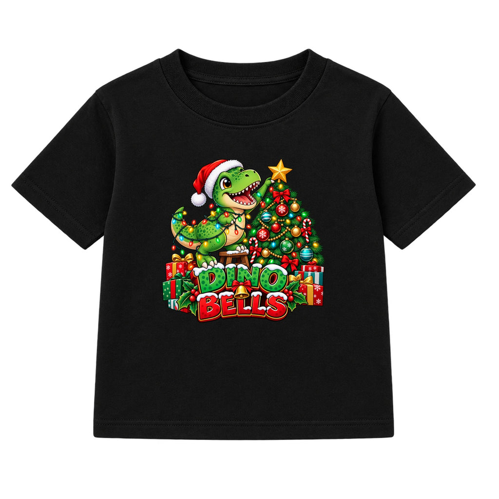 Dino Bells kids Christmas t-shirt - Black