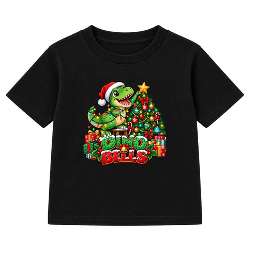 Dino Bells kids Christmas t-shirt - Black