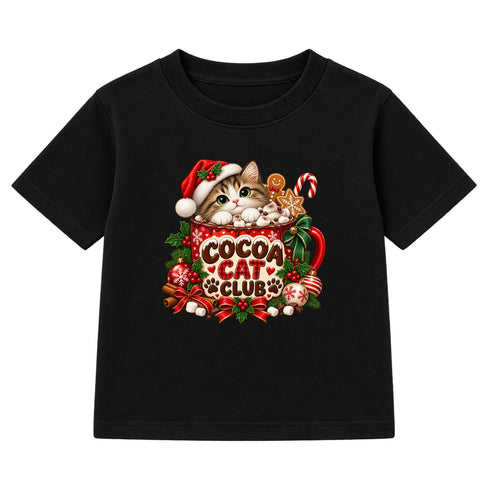 Cocoa Cat Club kids Christmas t-shirt - Black