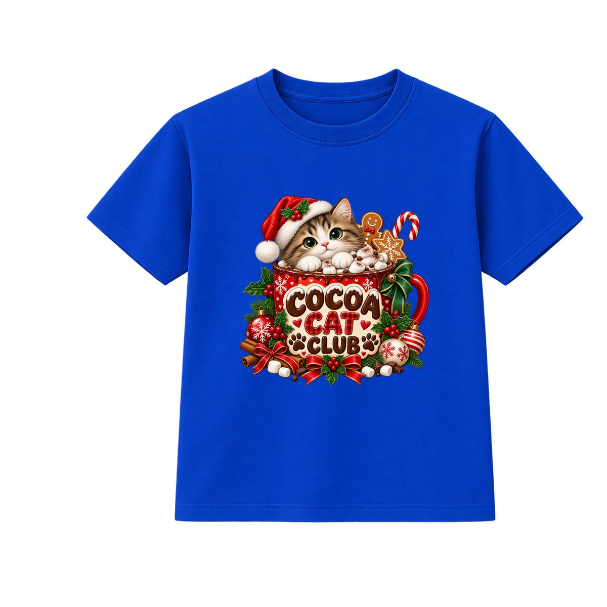 Cocoa Cat Club kids Christmas t-shirt - Blue