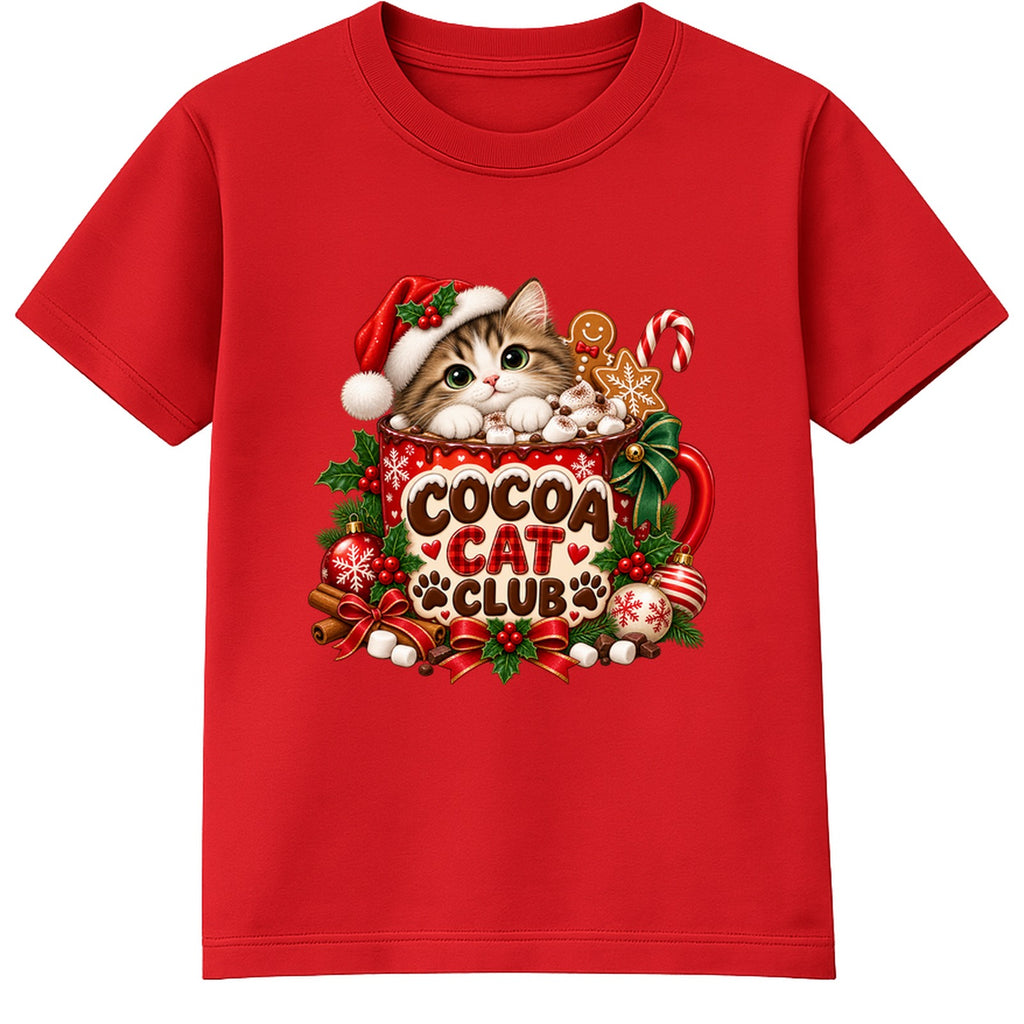 Cocoa Cat Club kids Christmas t-shirt - Red