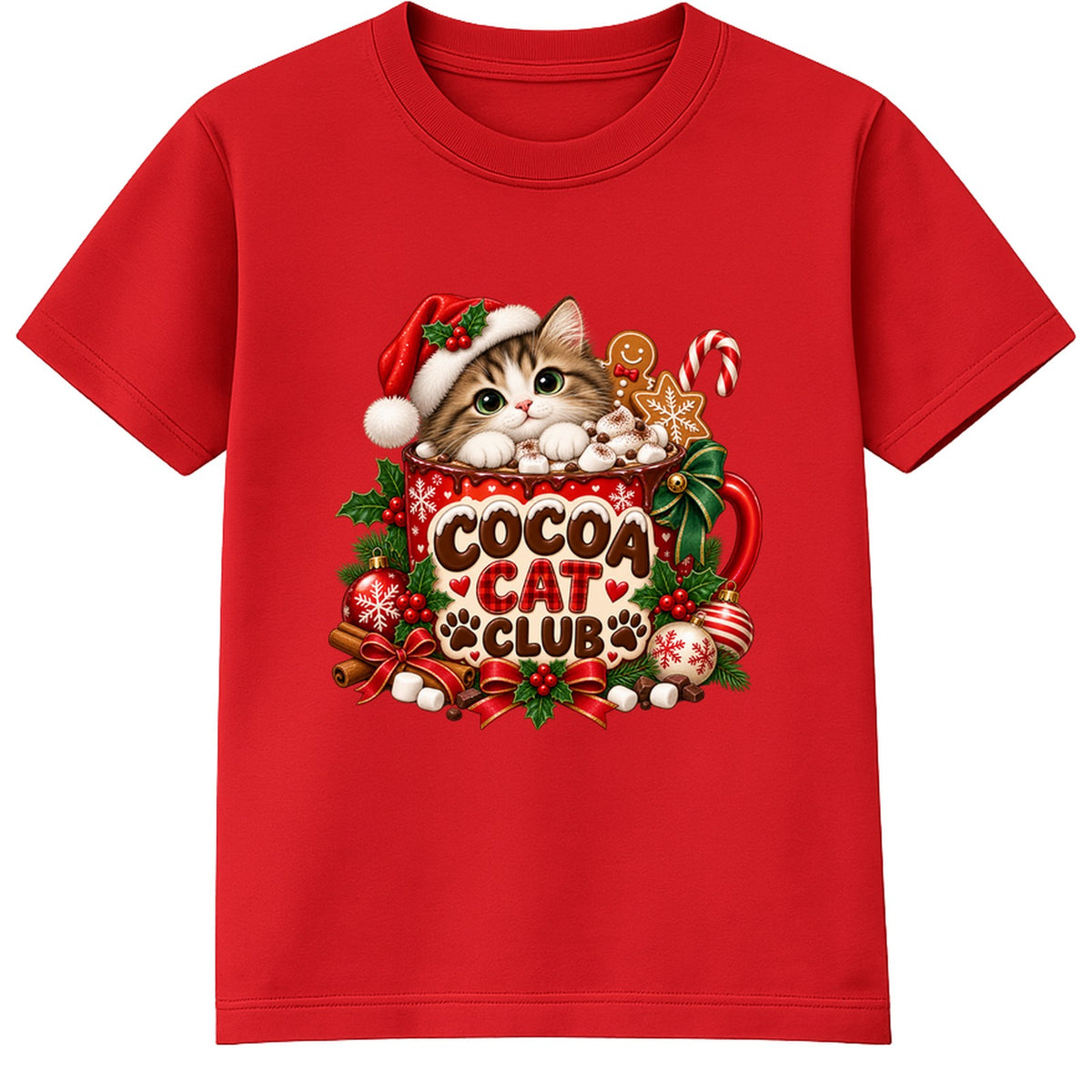 Cocoa Cat Club kids Christmas t-shirt - Red