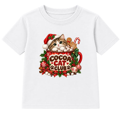 Cocoa Cat Club kids Christmas t-shirt - White
