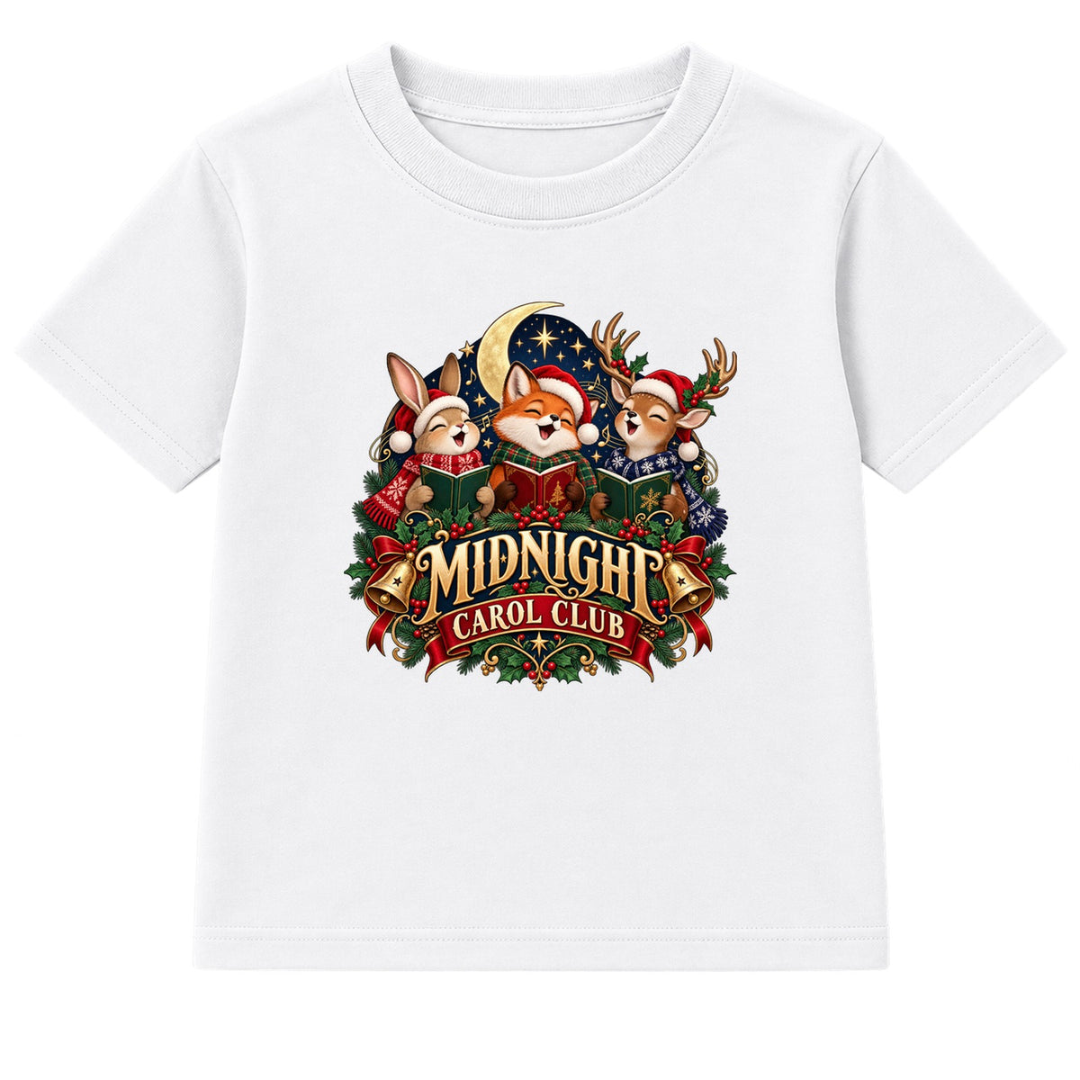 Midnight Carol Club kids Christmas t-shirt - White