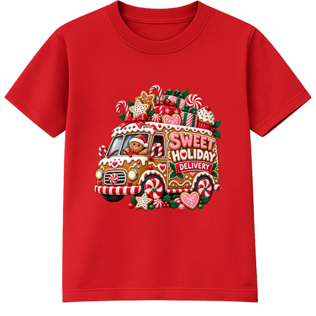 Sweet Holiday Delivery kids Christmas t-shirt - Red