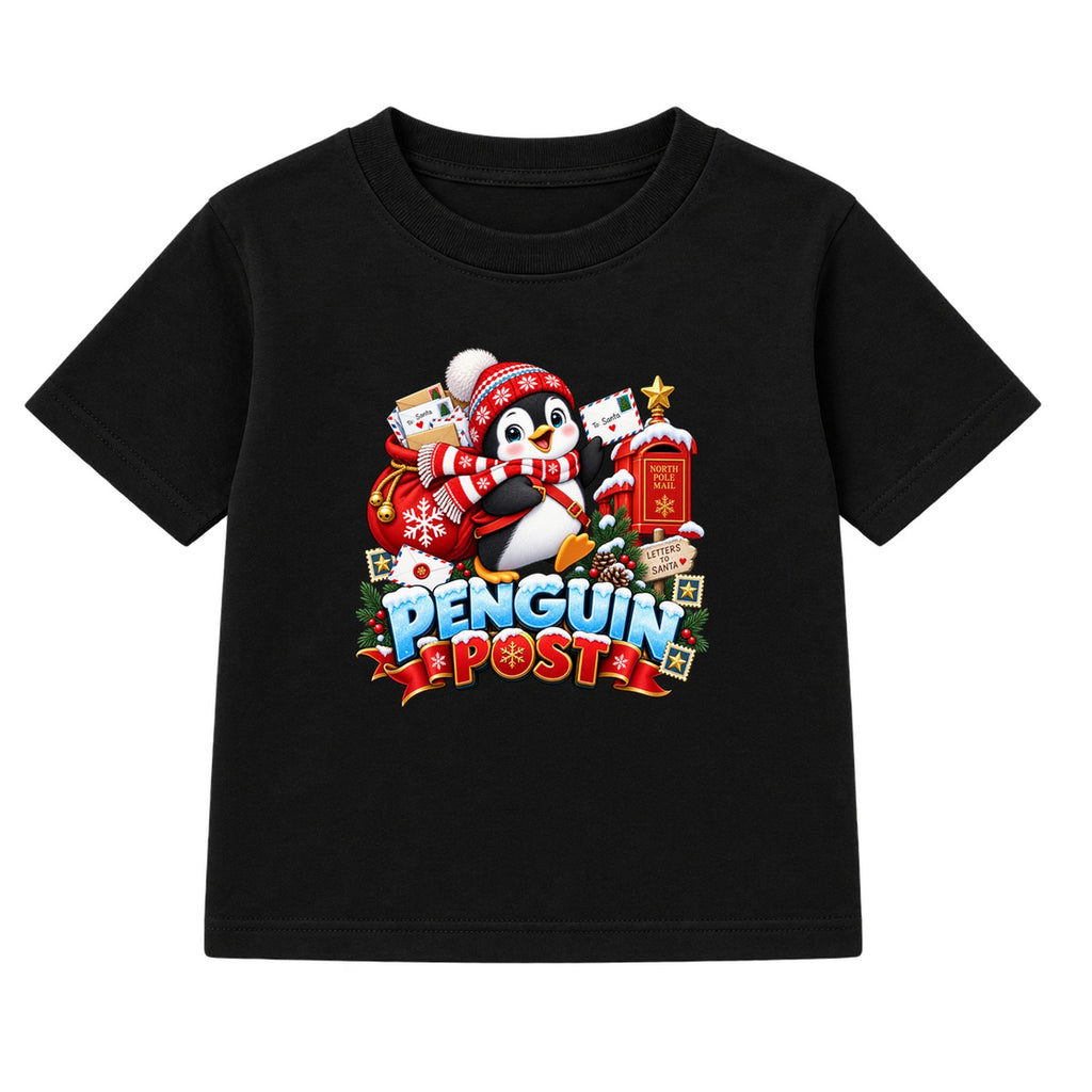 Penguin Post kids Christmas t-shirt - Black