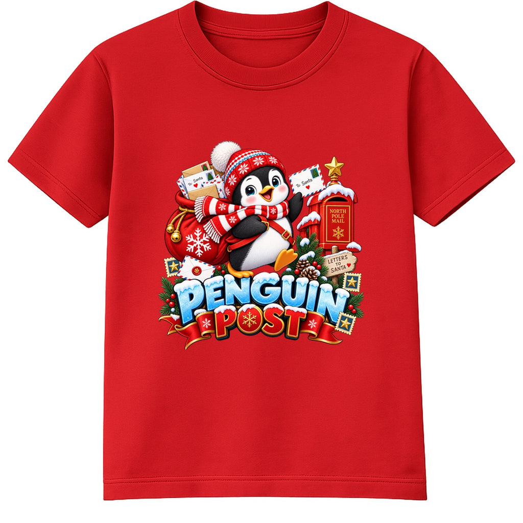 Penguin Post kids Christmas t-shirt - Red
