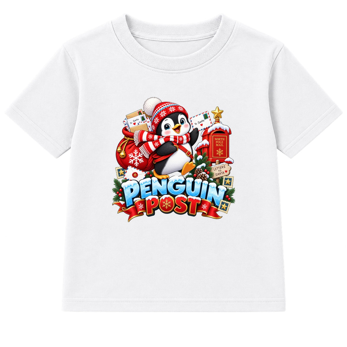 Penguin Post kids Christmas t-shirt - White