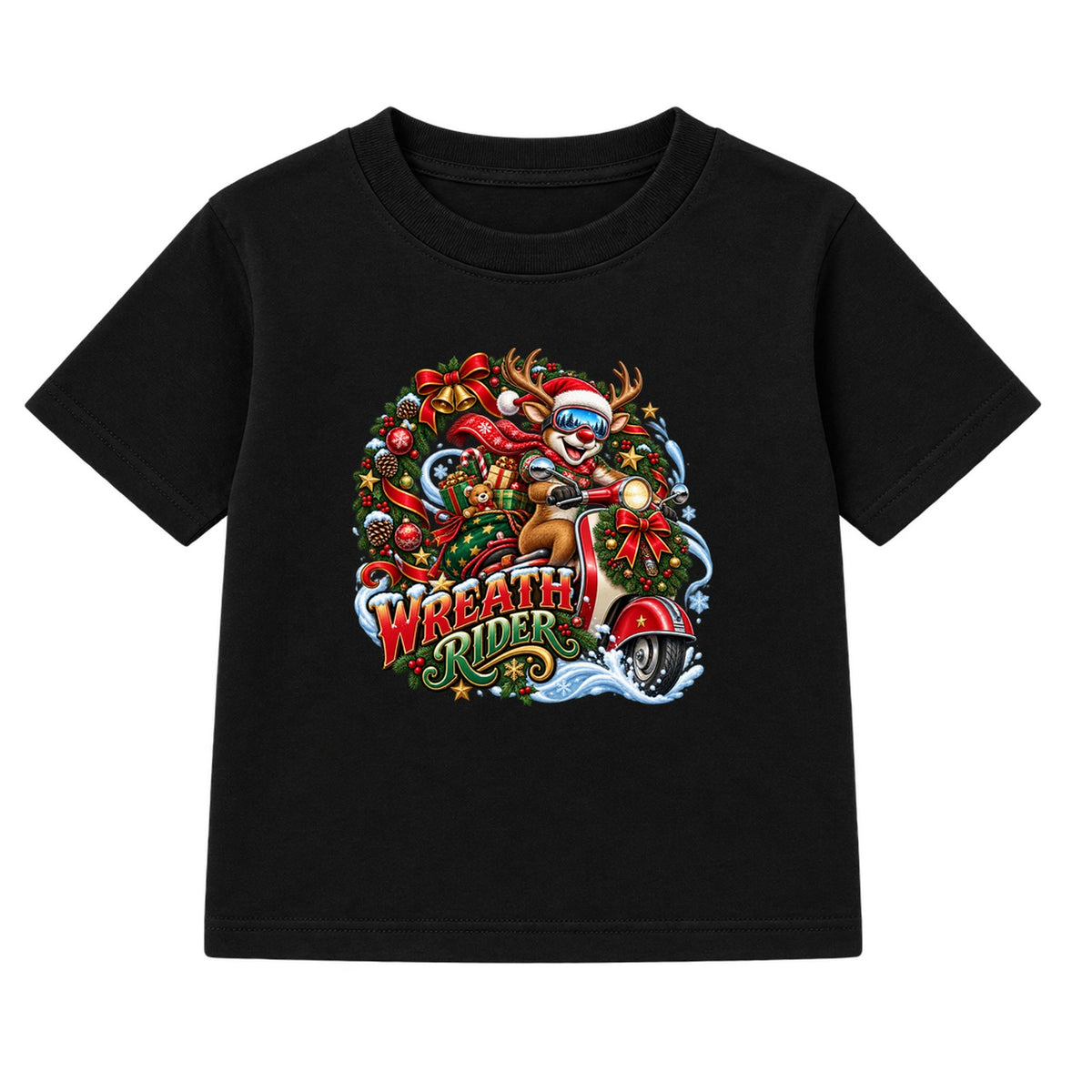Wreath Rider kids Christmas t-shirt - Black