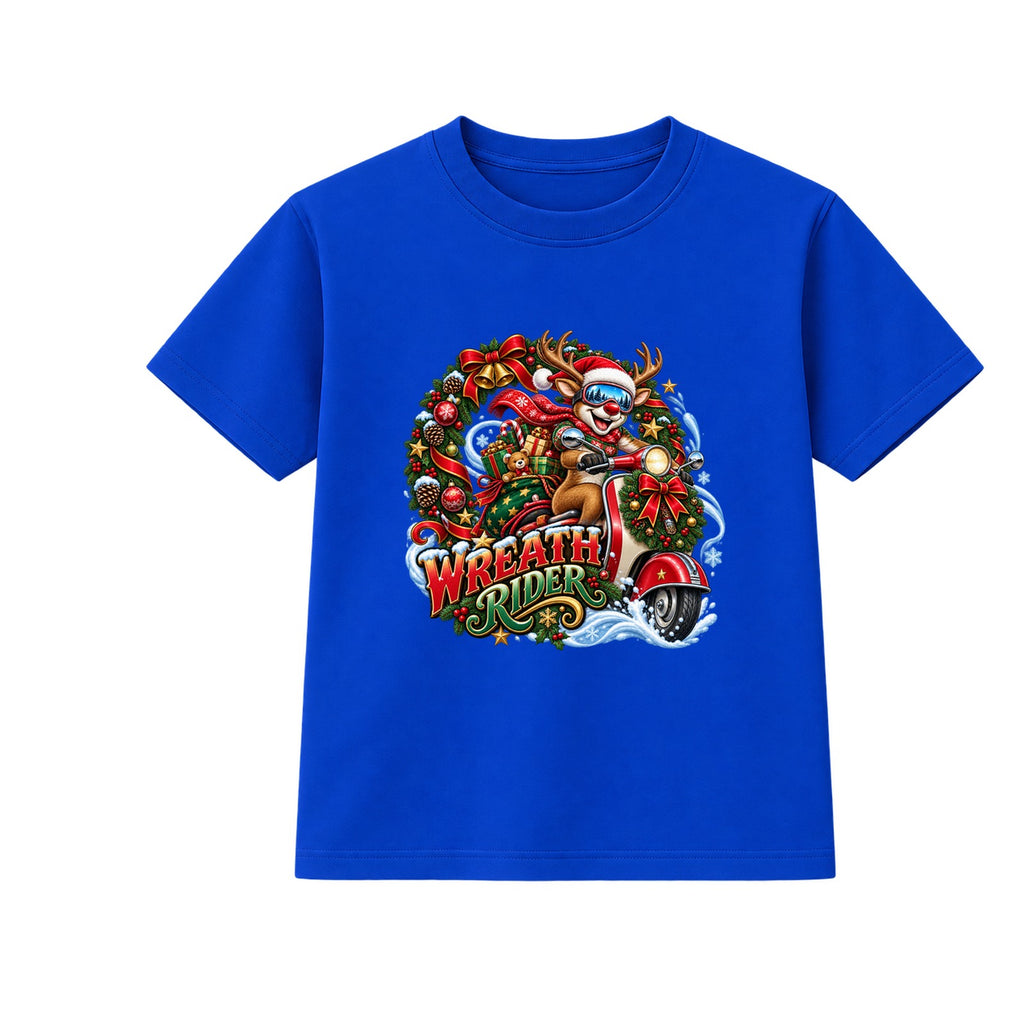 Wreath Rider kids Christmas t-shirt - Blue