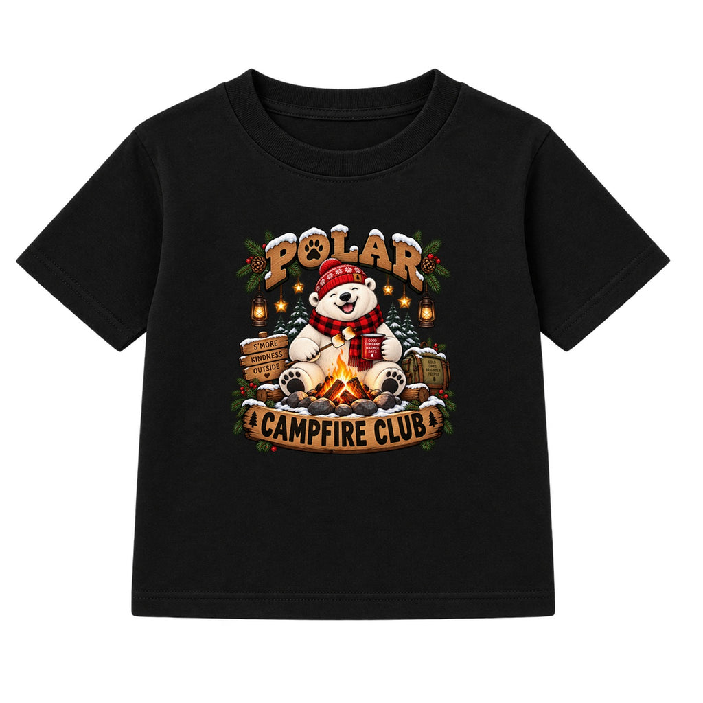 Polar Campfire Club kids Christmas t-shirt - Black