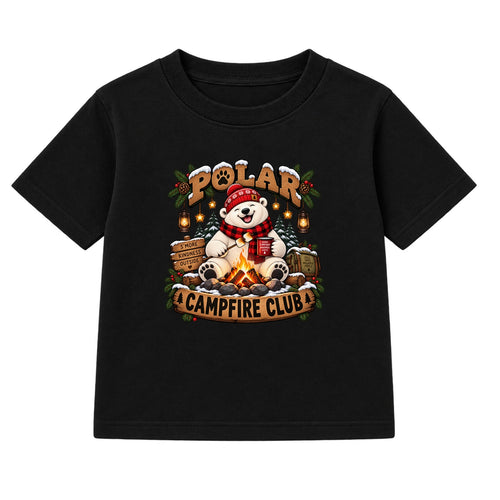 Polar Campfire Club kids Christmas t-shirt - Black