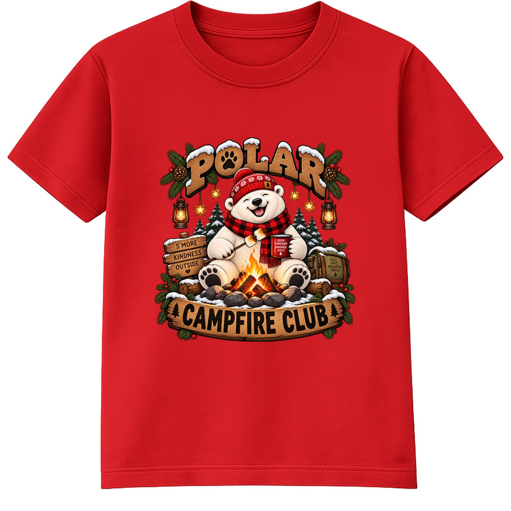 Polar Campfire Club kids Christmas t-shirt - Red