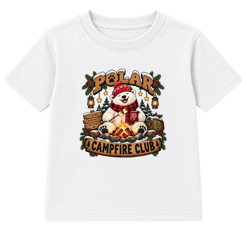 Polar Campfire Club kids Christmas t-shirt - White