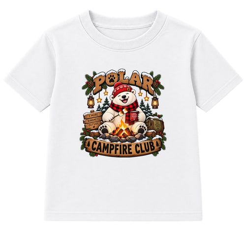 Polar Campfire Club kids Christmas t-shirt - White