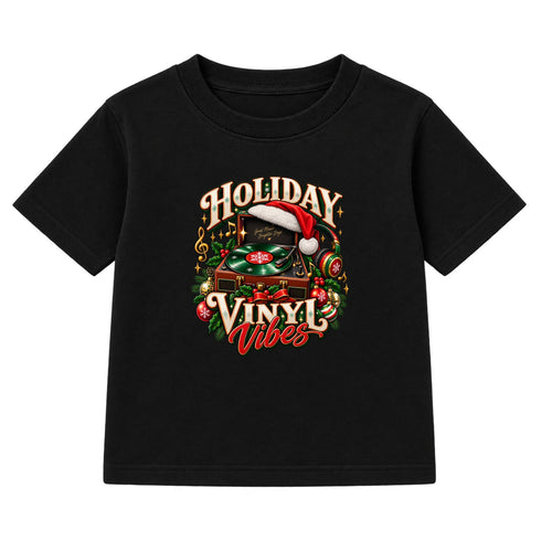 Holiday Vinyl Vibes adult Christmas t-shirt - Black