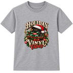 Holiday Vinyl Vibes adult Christmas t-shirt - Heather Grey