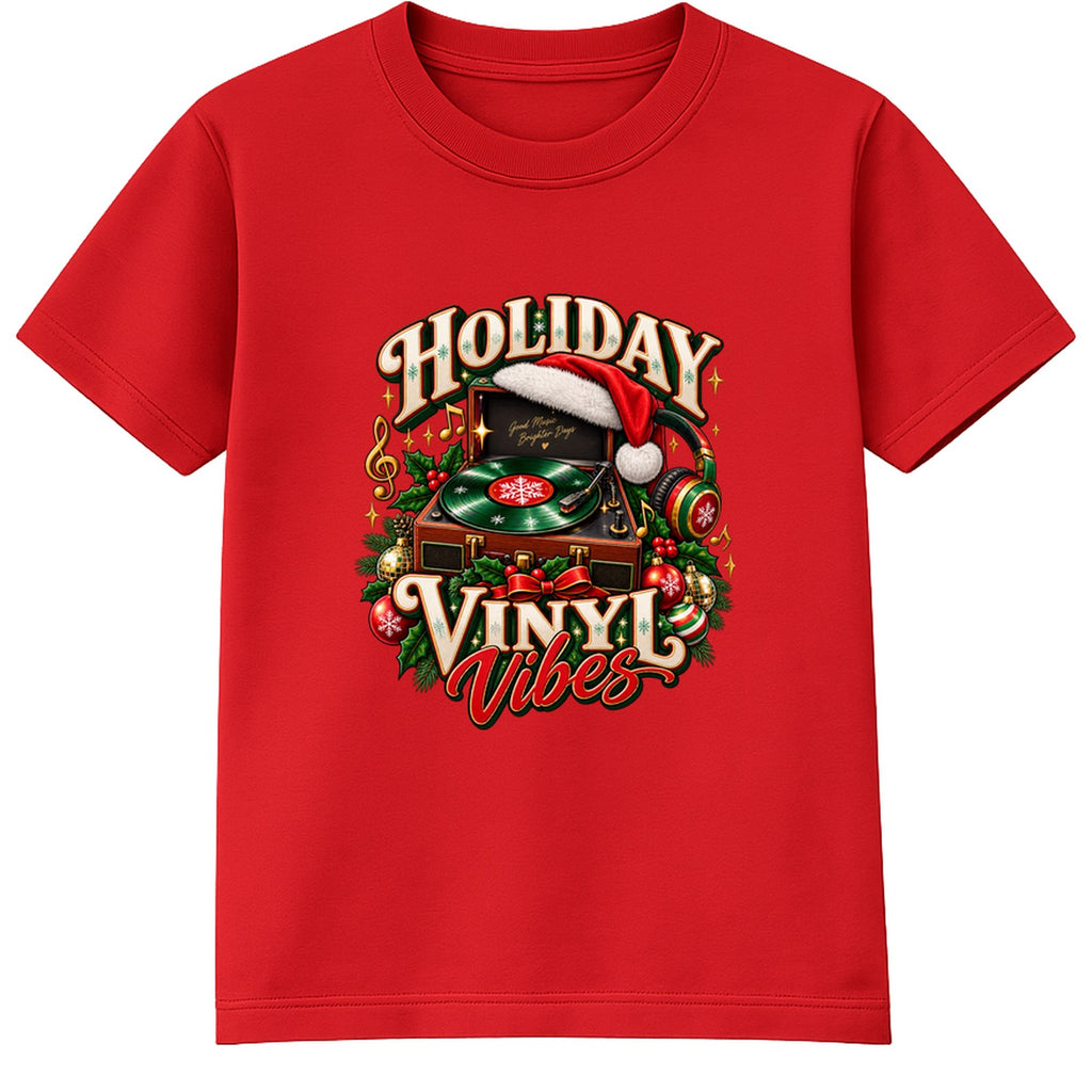 Holiday Vinyl Vibes adult Christmas t-shirt - Red