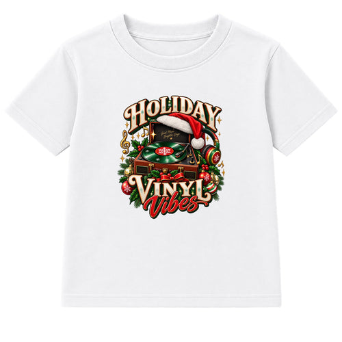 Holiday Vinyl Vibes adult Christmas t-shirt - White