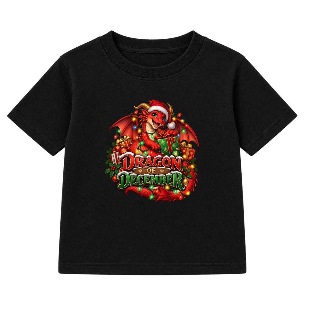 Dragon of December kids Christmas t-shirt - Black