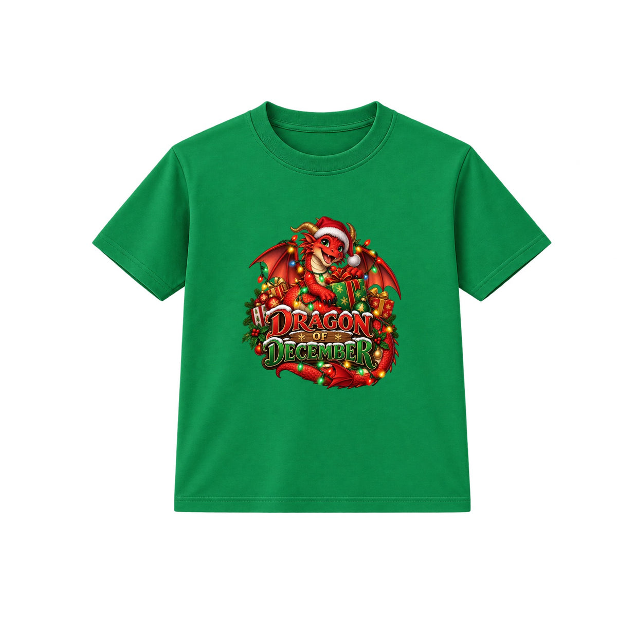 Dragon of December kids Christmas t-shirt - Green