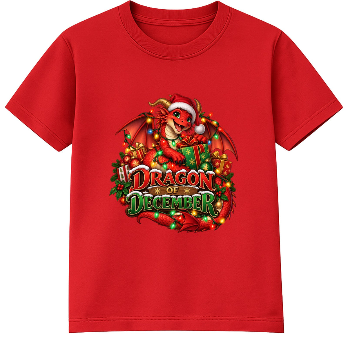Dragon of December kids Christmas t-shirt - Red