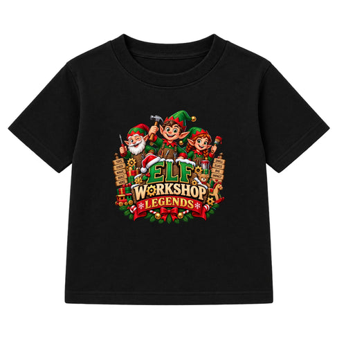 Elf Workshop Legends kids Christmas t-shirt - Black
