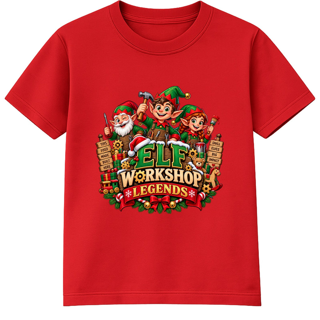 Elf Workshop Legends kids Christmas t-shirt - Red